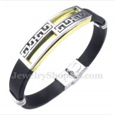Men's Titanium Rubber Gold Greek Meander Pattern Bracelet