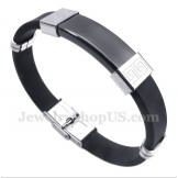 Men's Titanium Rubber Greek Meander Pattern Bracelet