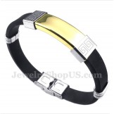 Men's Titanium Rubber Greek Meander Pattern Bracelet