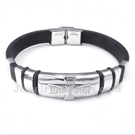 Men's Titanium Rubber Greek Meander Pattern Bracelet