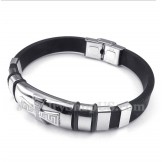 Men's Titanium Rubber Greek Meander Pattern Bracelet
