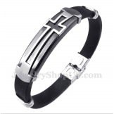 Men's Titanium Rubber Cross Bracelet