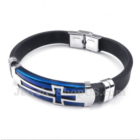Men's Titanium Rubber Cross Bracelet