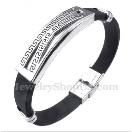 Men's Titanium Rubber Greek Meander Pattern Bracelet
