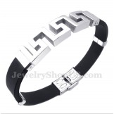 Men's Titanium Rubber Greek Meander Pattern Bracelet
