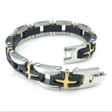 Men's Titanium Gold Cross Bracelet