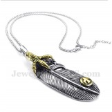 Men's Titanium Feather Pendant with Free Chain