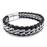 Men's Titanium Leather Bracelet
