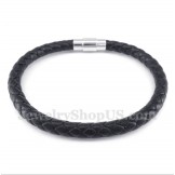 Men's Black Leather Bracelet