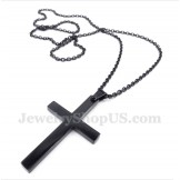 Men's Titanium Black Cross Pendant with Free Chain