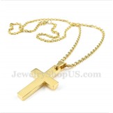Men's Titanium Gold Cross Pendant with Free Chain