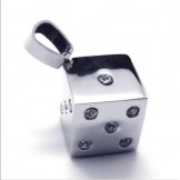 Unique Man Dice Gemstone-Titanium Steel necklace-new
