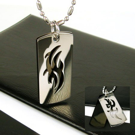 Man 2 Layer symbol Pure Titanium Necklace Pendant Free Chain